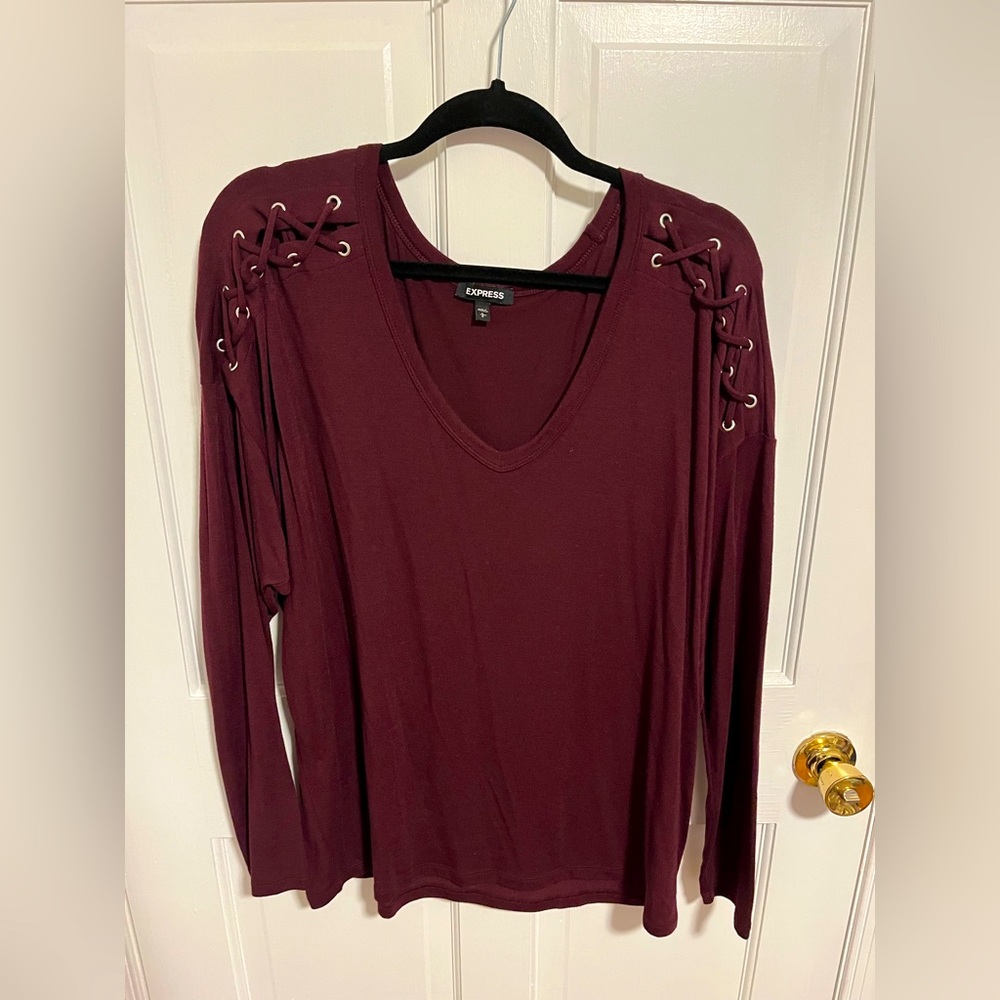 EXPRESS maroon long sleeve shirt